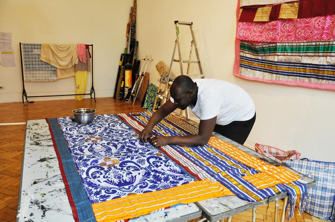 Andrew Omoding in his studio at Camden Arts Centre