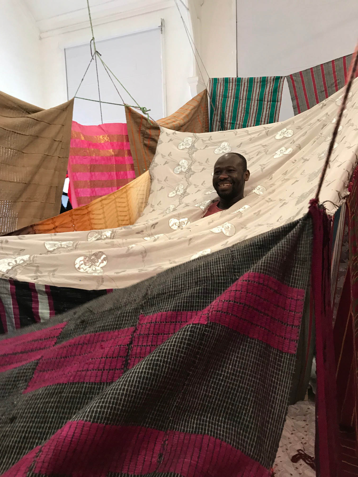 Andrew Omoding in his studio at Camden Arts Centre
