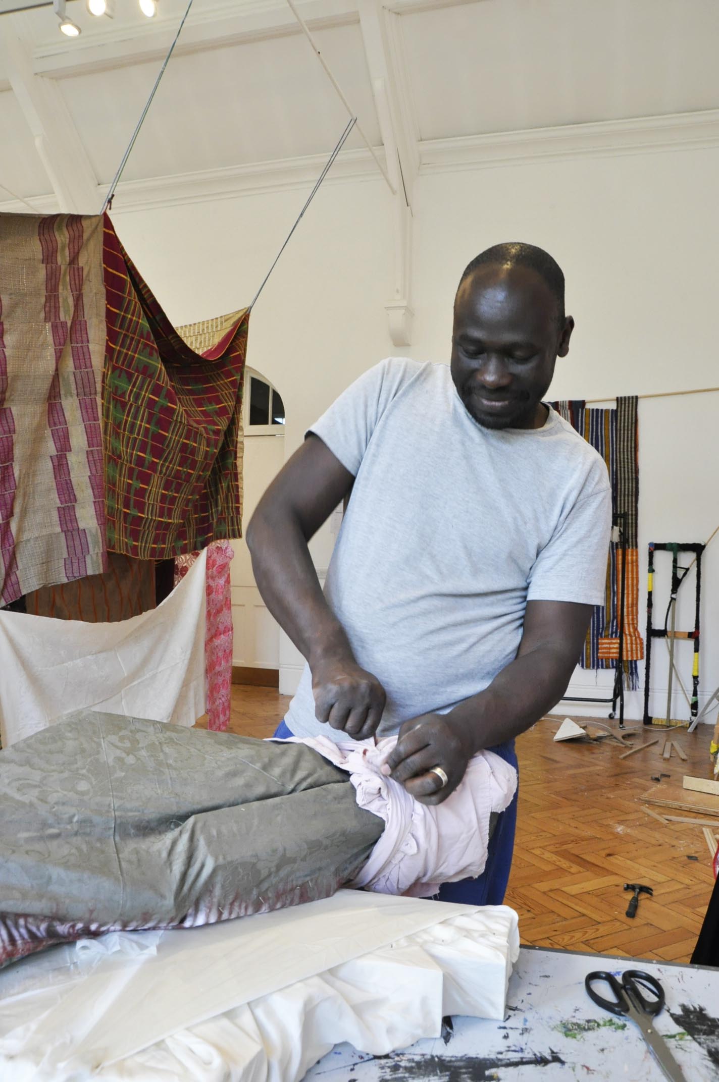 Andrew Omodin in his studio at Camden Arts Centre
