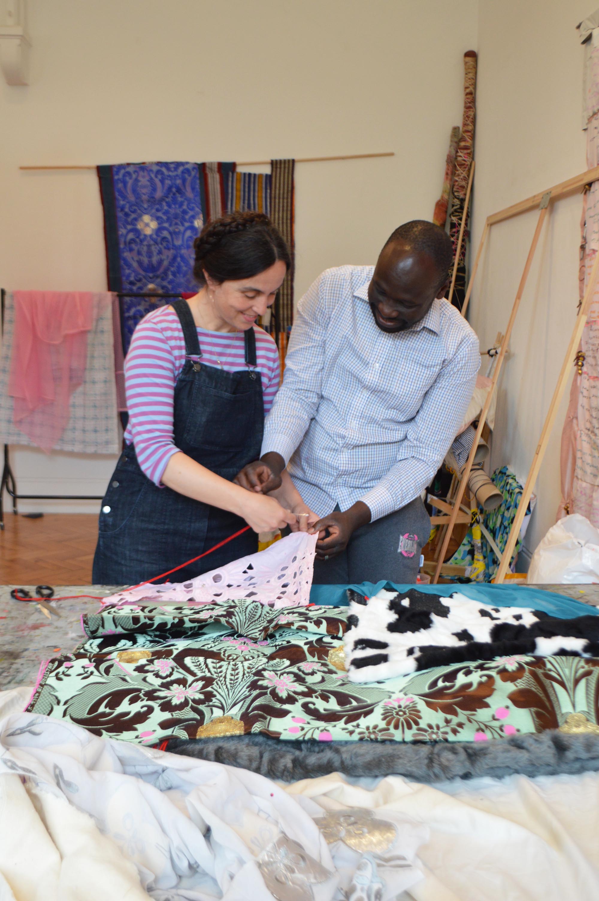 Andrew Omoding with artist Celia Pym