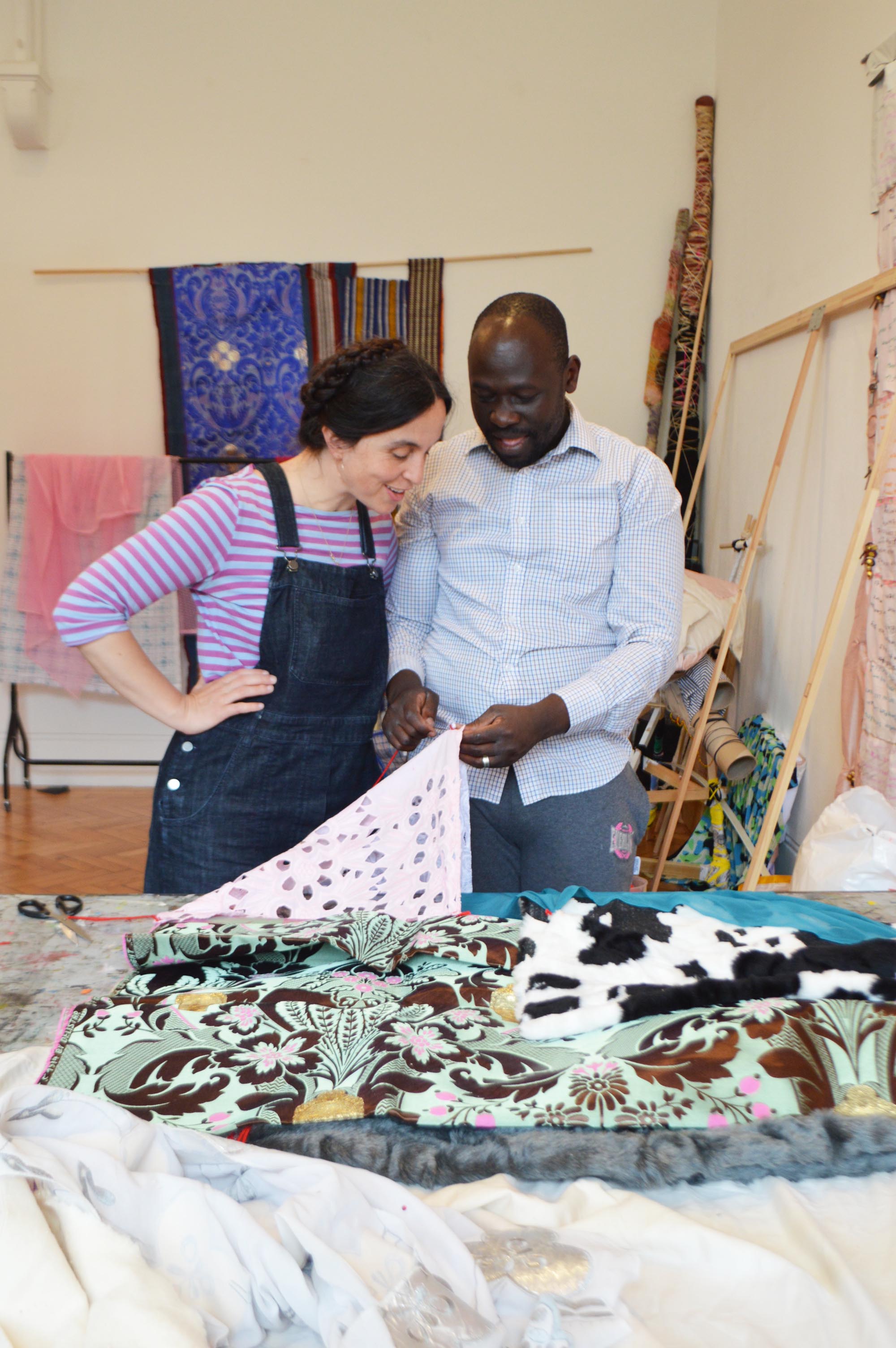 Andrew Omoding with artist Celia Pym