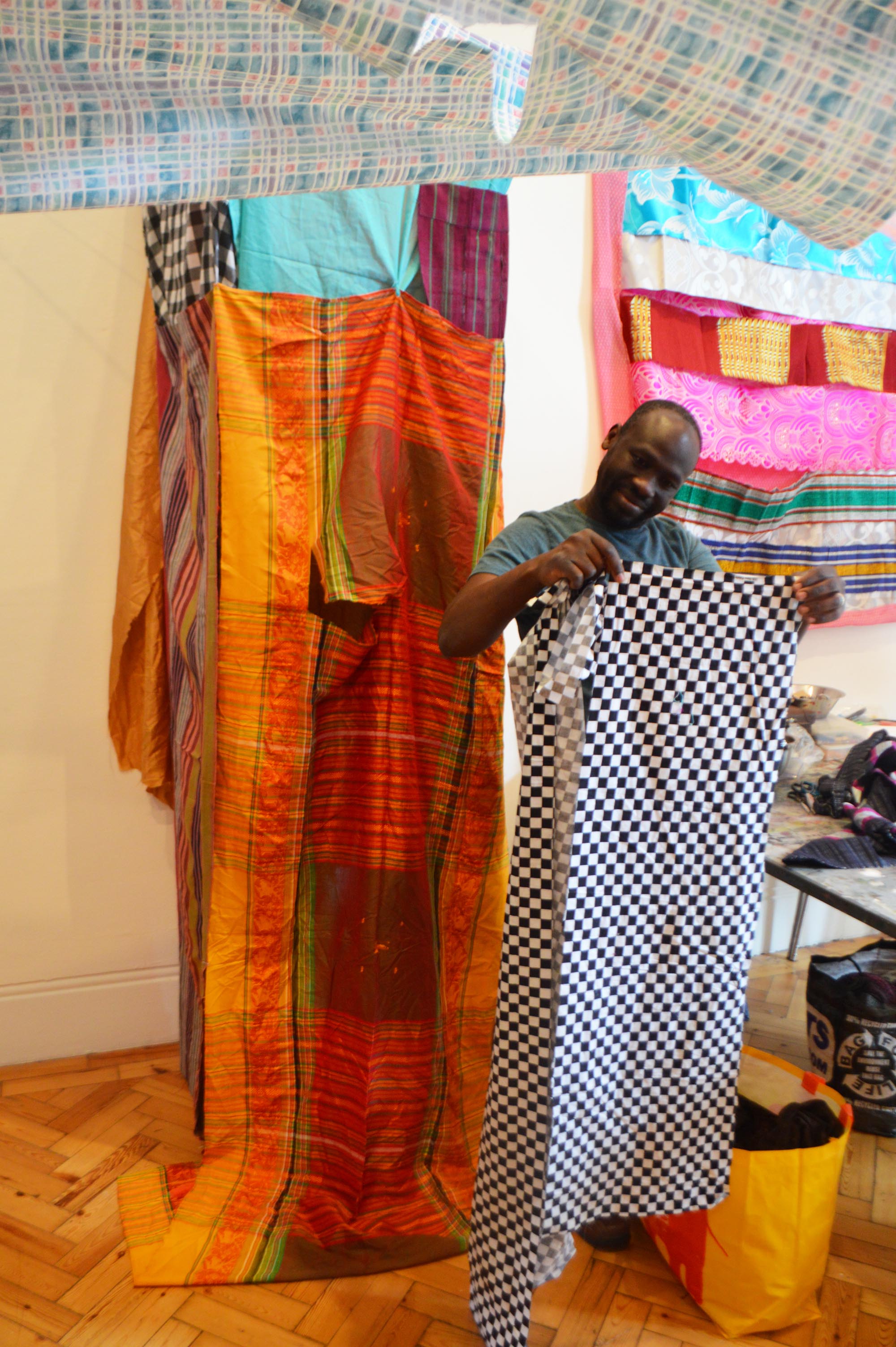 Andrew Omoding in his studio at Camden Arts Centre
